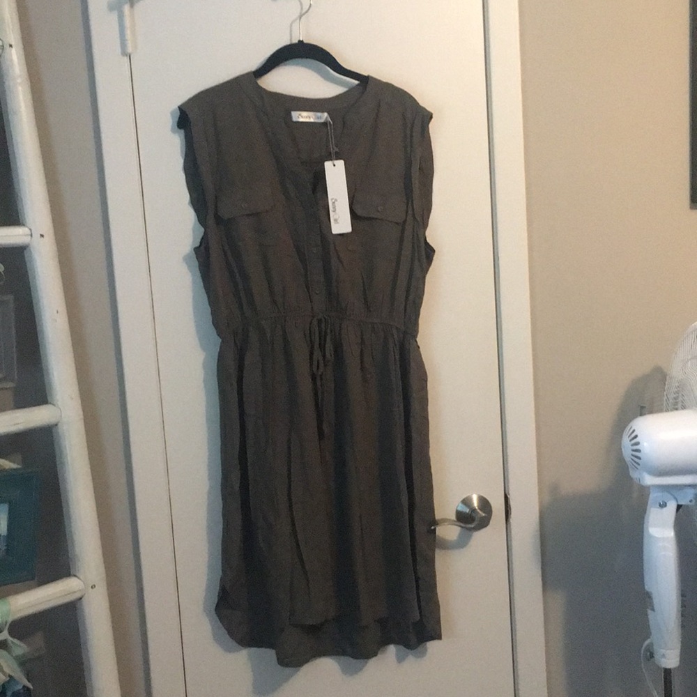 Army Green Sleeveless Dress